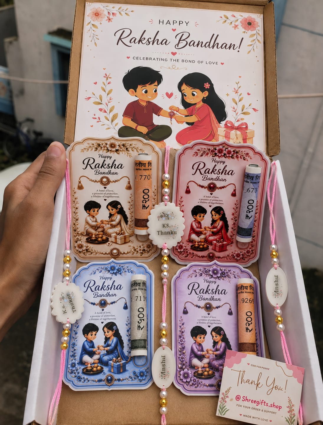 Premium Rakhi Gift Box with Roli Chawal Set | Raksha Bandhan Special