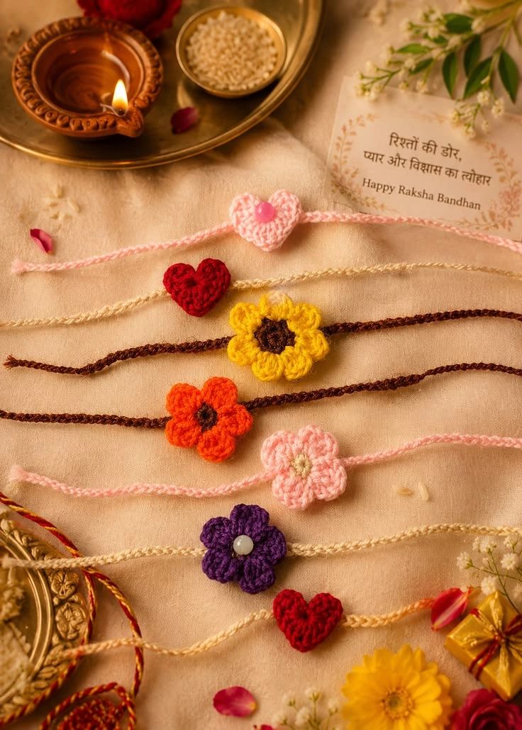 Handmade Crochet Rakhi Set | Woolen Designer Rakhi for Brother